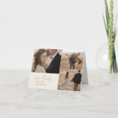 Modern chique  goud 3 foto gevouwen bruiloft bedankkaart (Voorkant)