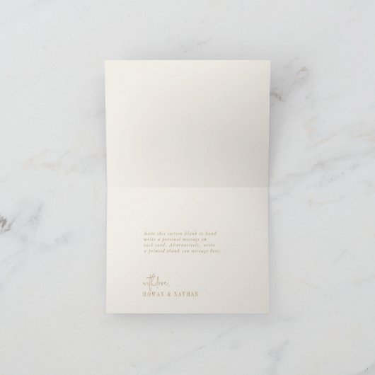 Modern chique goud 3 foto gevouwen bruiloft bedankkaart (Binnen)