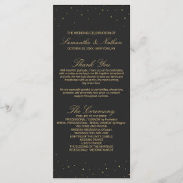 Modern chique goud gespikkeld op zwart bruiloft pr programmakaart