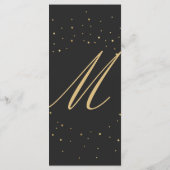 Modern chique goud gespikkeld op zwart bruiloft pr programmakaart (Achterkant)