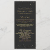 Modern chique goud gespikkeld op zwart bruiloft pr programmakaart (Voorkant)