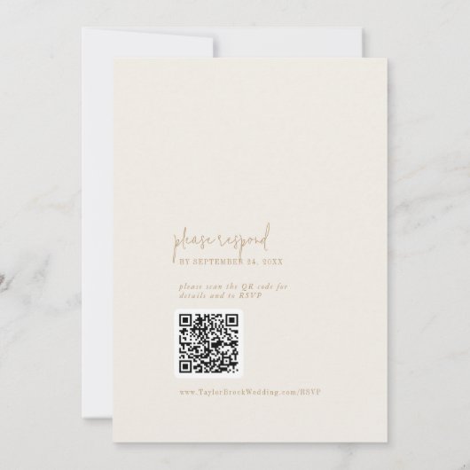 Modern Chique Goud Monogram QR Code Bruiloft Kaart (Achterkant)