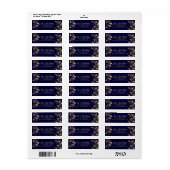 Modern chique goud navy blauw tak script bruiloft etiket (Full Sheet)