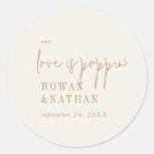 Modern chique goud onze liefde is poppin ronde sticker (Voorkant)