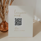 Modern Chique  Goud QR Code Huwelijksreis Fonds Reclamebord Met Voetstuk