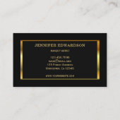 Modern chique goud zwart hout patroon professionee visitekaartje (Achterkant)