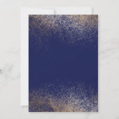 Modern chique gouden Confetti marineblauw bruiloft Kaart (Achterkant)