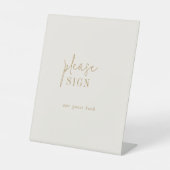 Modern Chique Gouden Gastenboek Trouwbord Reclamebord Met Voetstuk (Voorkant)