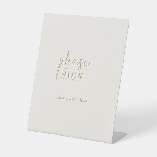 Modern Chique  Gouden Gastenboek Trouwbord Reclamebord Met Voetstuk (Voorkant)