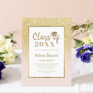 Modern chique gouden glitter klasse van foto afstu kaart