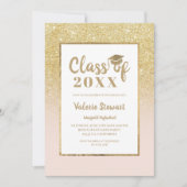 Modern chique gouden glitter klasse van foto afstu kaart (Voorkant)