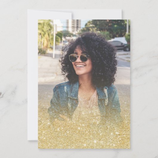 Modern chique gouden glitter klasse van foto afstu kaart (Achterkant)