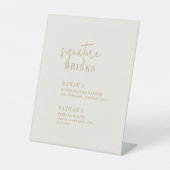 Modern Chique gouden handtekening Drinken teken Reclamebord Met Voetstuk (Voorkant)