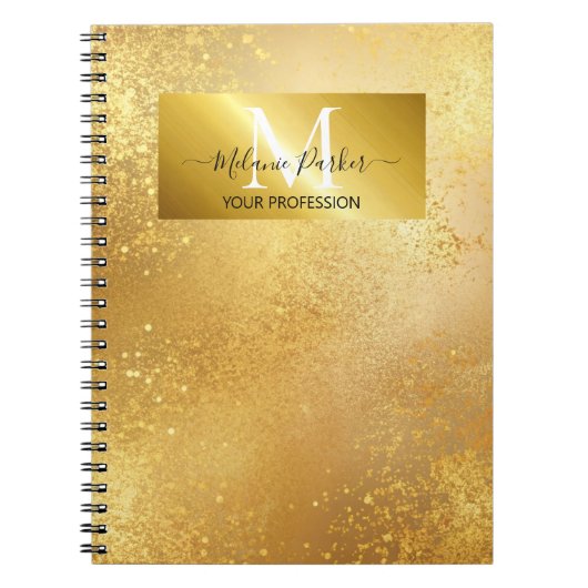 Modern chique gouden lijst glitter visitekaartje notitieboek (Voorkant)