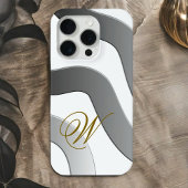 Modern chique gouden monogram abstracte witte grij Case-Mate iPhone case