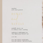 Modern chique goudfolie zwart wit Casual bruiloft Folie Uitnodiging