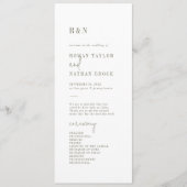 Modern chique groen en wit plat huwelijksprogramma programmakaart (Voorkant)