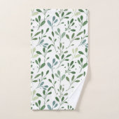Modern chique groen Waterverf botanische bladeren Bad Handdoek (Handdoek)