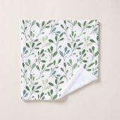 Modern chique groen Waterverf botanische bladeren Bad Handdoek (Wasdoekje)
