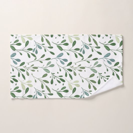 Modern chique groen Waterverf botanische bladeren Bad Handdoek (Handdoek)
