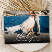 Modern Chique Kalligrafie Script Een foto bruiloft Bedankkaart