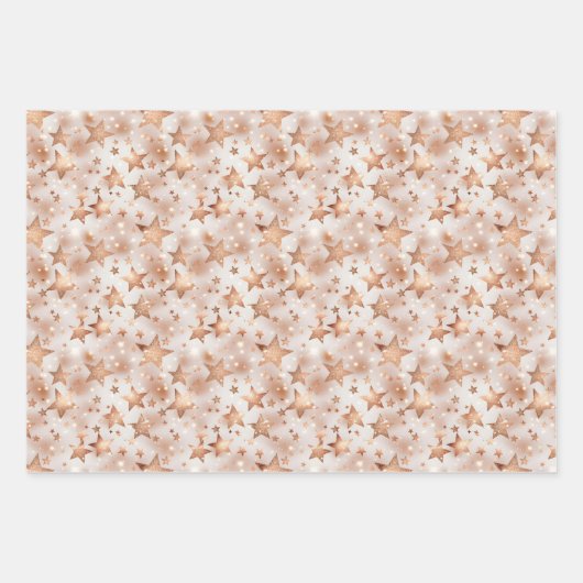 Modern chique kerst Roos Gold & Pink Stars Inpakpapier Vel (Voorkant 3)