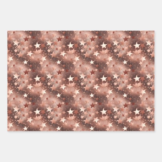 Modern chique kerst Roos Gold & Pink Stars Inpakpapier Vel (Voorkant 2)