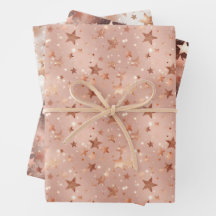 Modern chique kerst Roos Gold & Pink Stars