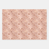 Modern chique kerst Roos Gold & Pink Stars Inpakpapier Vel (Voorkant)