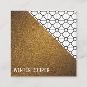 Modern chique koper goud glitter geometrisch patro vierkante visitekaartje