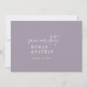 Modern chique lavendel Paarse bruiloft Save The Date (Voorkant)