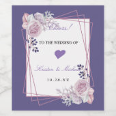 Modern chique Lijst paarse De Trouwwijn Wijn Etiket (Enkel label)