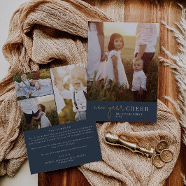 Modern chique marine goudfolie Nieuwjaar in de Rev Folie Feestdagenkaart