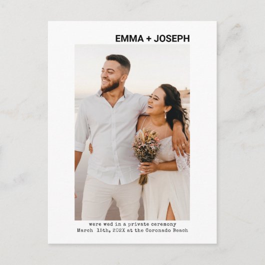 Modern chique minimale net getrouwd foto bruiloft  aankondigingskaart (Voorkant)