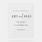 Modern chique minimalistische bruiloft welkom acryl bord (Voorkant)