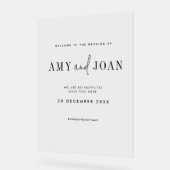 Modern chique minimalistische bruiloft welkom acryl bord (Hoek)