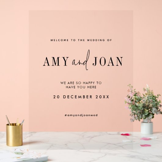 Modern chique minimalistische bruiloft welkom acryl bord (Huwelijk)