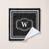 Modern Chique Monochroom Zwart-wit Monogram Bad Handdoek (Wasdoekje)