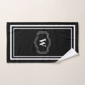 Modern Chique Monochroom Zwart-wit Monogram Bad Handdoek (Handdoek)