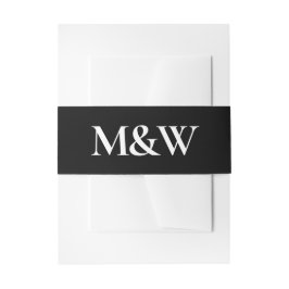 Modern Chique Monogram Zwart-wit Bruiloft Uitnodigingen Wikkel