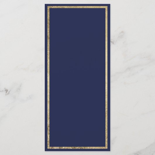 Modern chique navy blauw faux goud glam Programma Programmakaart (Achterkant)