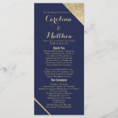 Modern chique navy blauw faux goud glam Programma Programmakaart (Voorkant)