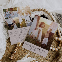 Modern Chique Neutraal Kerstmis Fotojaar in de Rev Feestdagenkaart