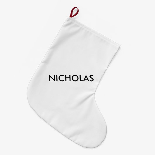 Modern chique noem het gepersonaliseerd wit grote kerstsok (Voorkant (Hangend))