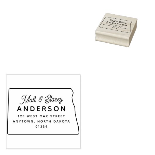 Modern Chique NORTH DAKOTA State Retouradres Rubberstempel (Gestempeld)