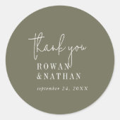 Modern chique olijfgroen dank u Stickers (Voorkant)