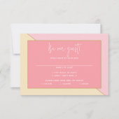 Modern chique pastel roze crème gouden script brui RSVP kaartje (Voorkant)