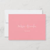 Modern chique pastel roze crème gouden script brui RSVP kaartje (Achterkant)