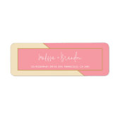 Modern chique pastel roze goud & script bruiloft etiket (Voorkant)
