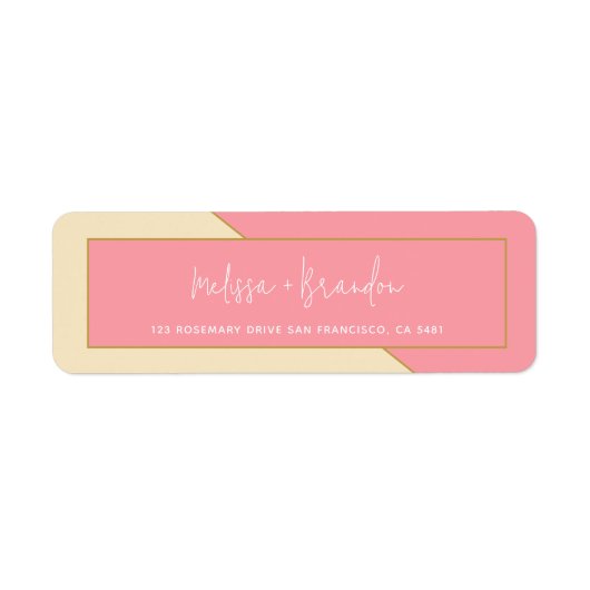 Modern chique pastel roze goud & script bruiloft etiket (Voorkant)